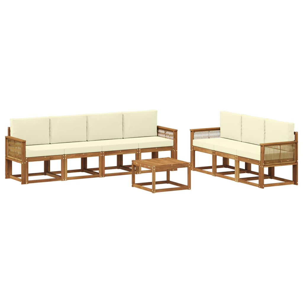 Outdoor-Sofagarnitur 8 pcs Natur und Creme Polyester