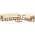 Outdoor-Sofagarnitur 8 pcs Natur und Creme Polyester