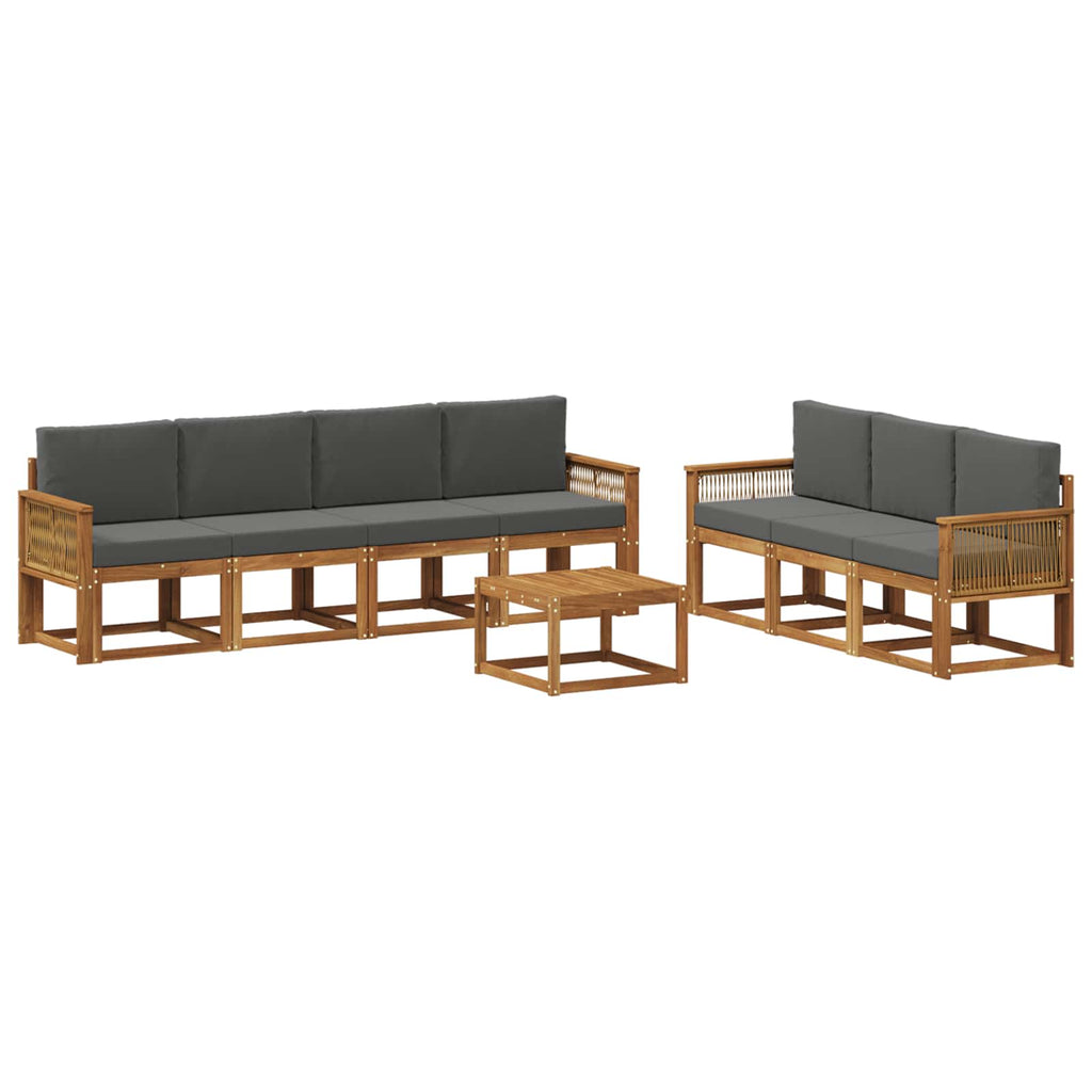 Outdoor-Sofagarnitur 8 pcs Natur und Anthrazit Polyester
