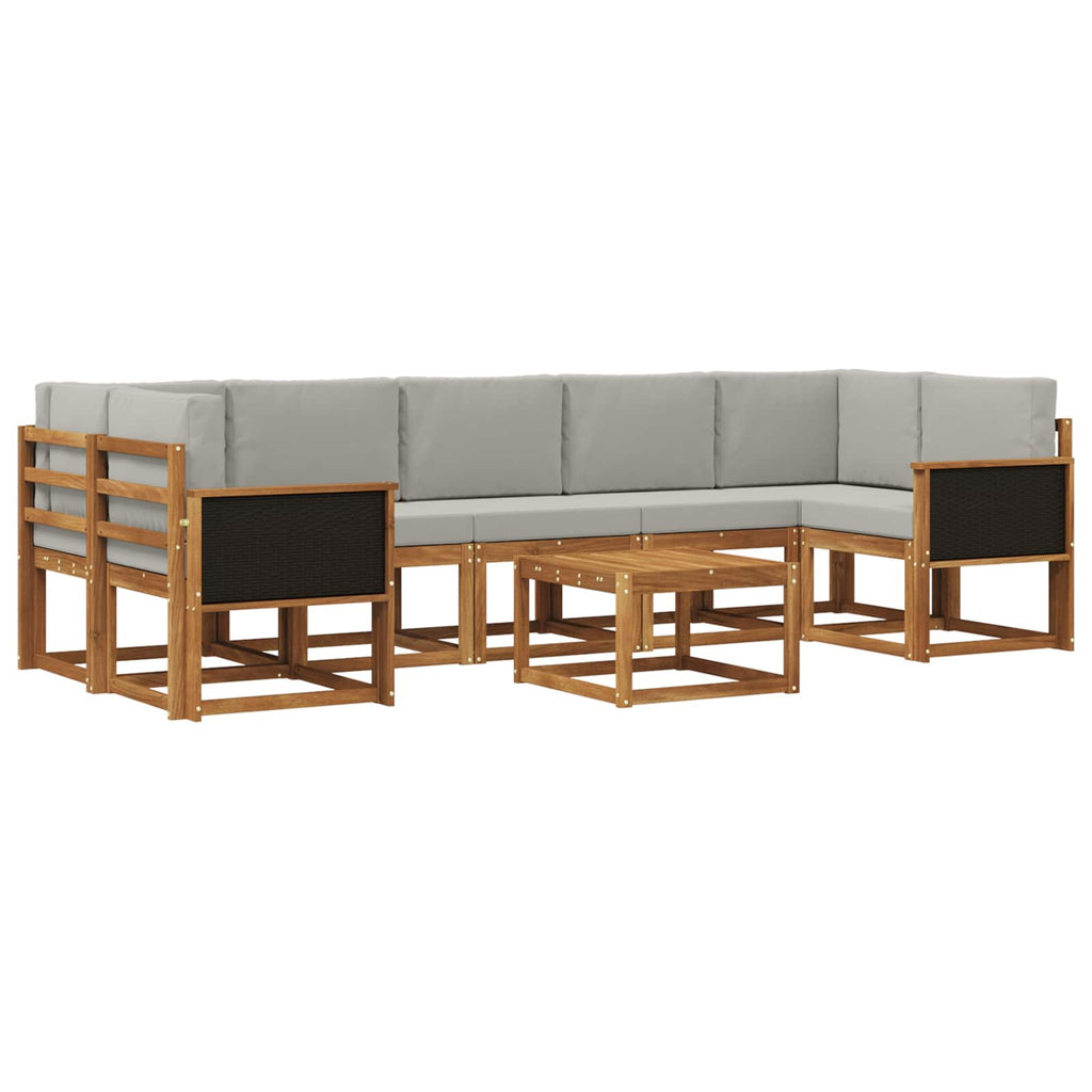 Outdoor-Sofagarnitur mit Kissen 6 pcs Natürlich und Hellgrau