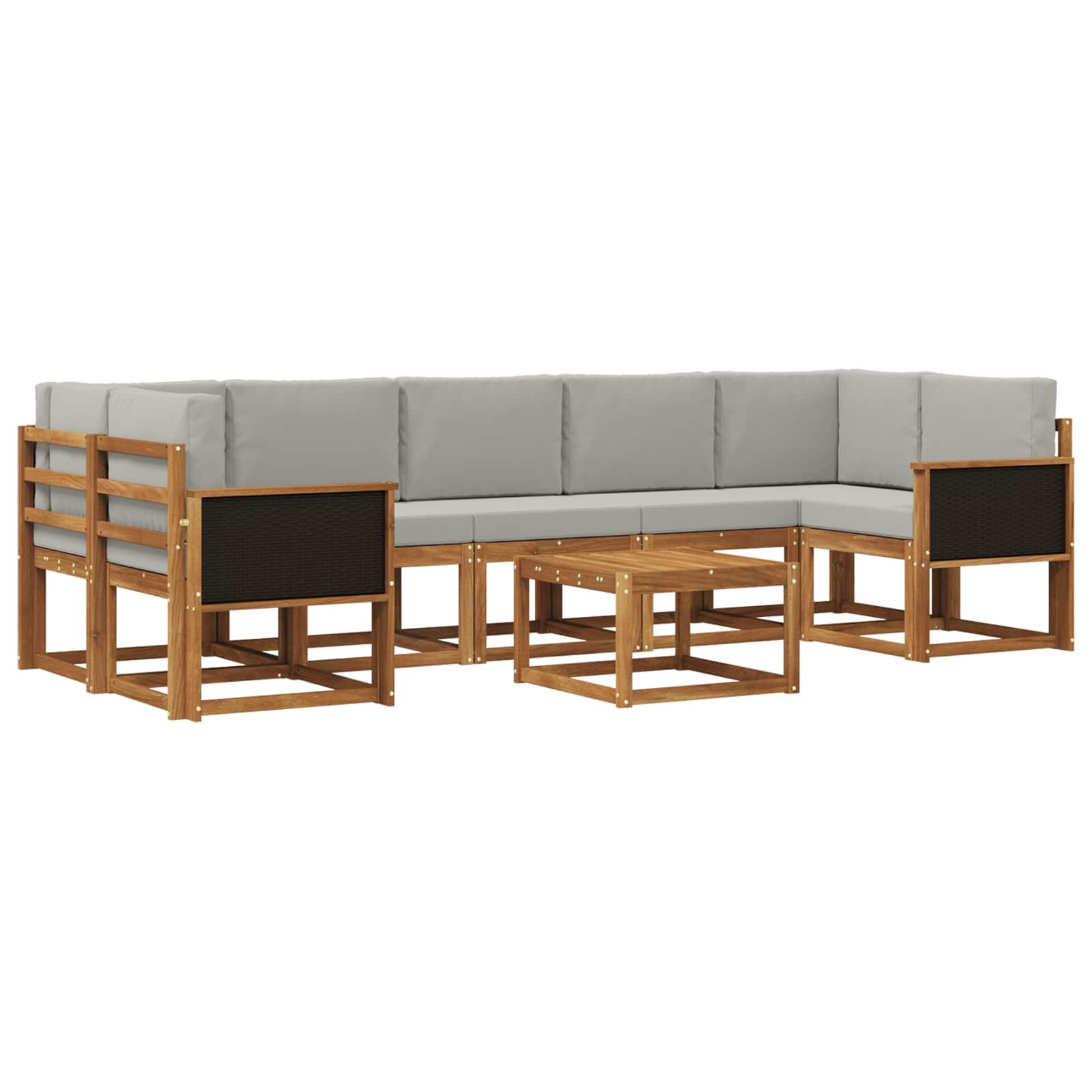 Outdoor-Sofagarnitur mit Kissen 6 pcs Natürlich und Hellgrau