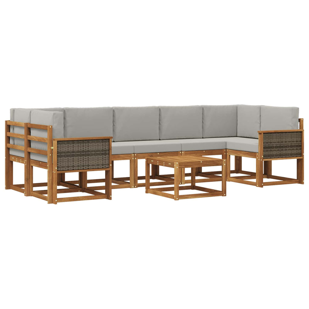 Outdoor-Sofagarnitur mit Kissen 6 pcs Natürlich und Hellgrau