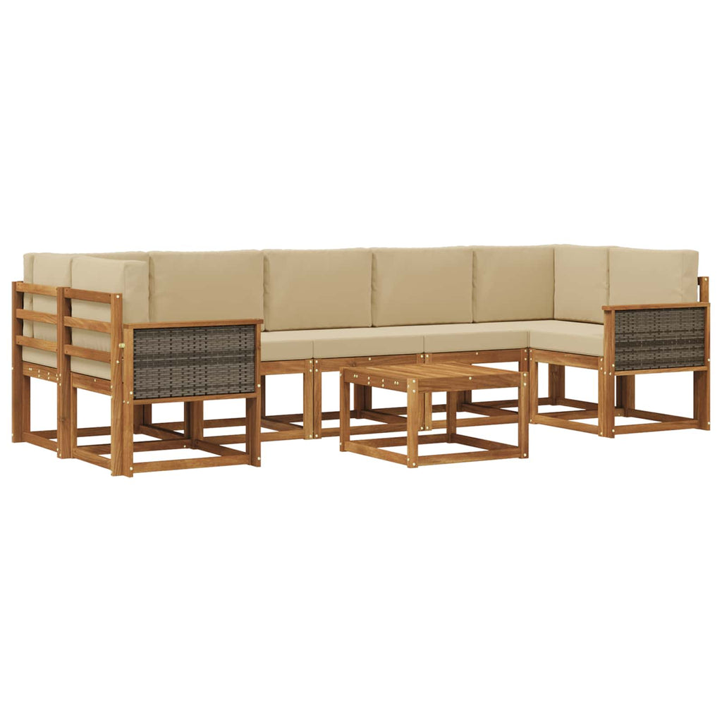 Outdoor-Sofagarnitur mit Kissen 6 pcs Natur