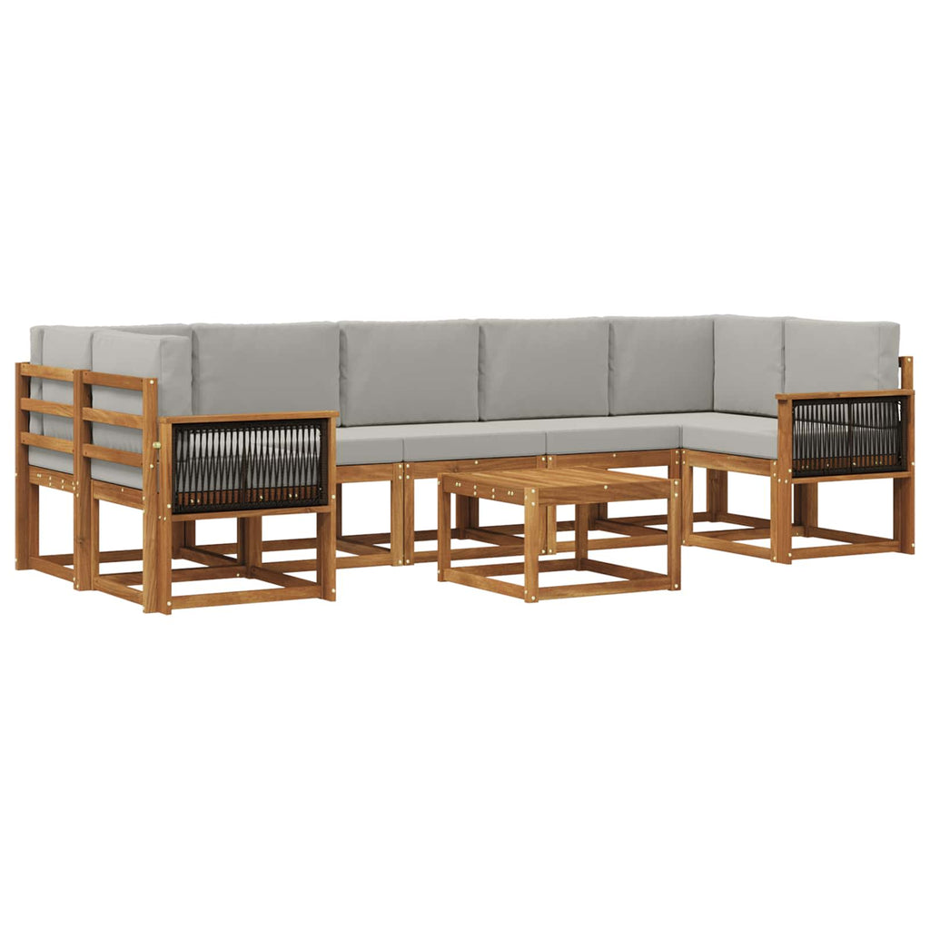 Outdoor-Sofagarnitur mit Kissen 6 pcs Natürlich und Hellgrau