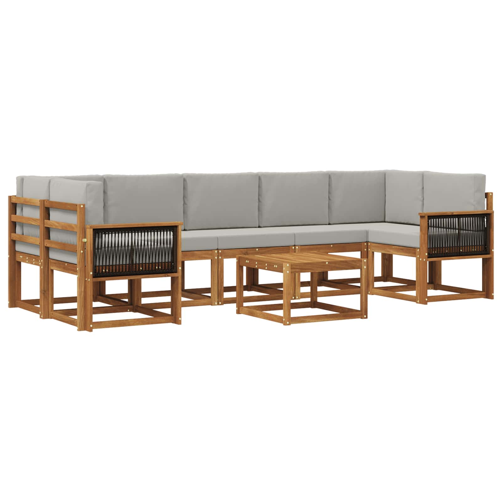 Outdoor-Sofagarnitur mit Kissen 6 pcs Natürlich und Hellgrau