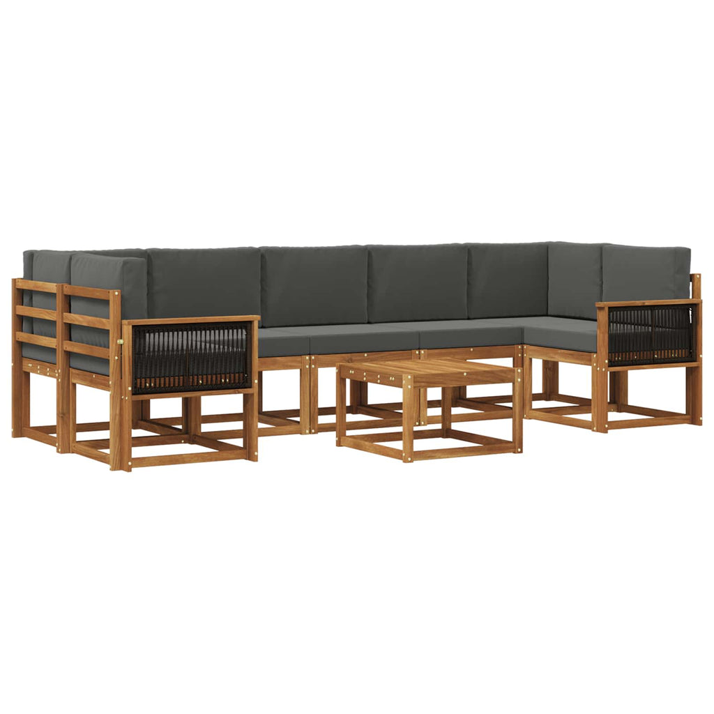Outdoor-Sofagarnitur mit Kissen 6 pcs Natur und Anthrazit