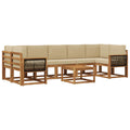 Outdoor-Sofagarnitur mit Kissen 6 pcs Natur