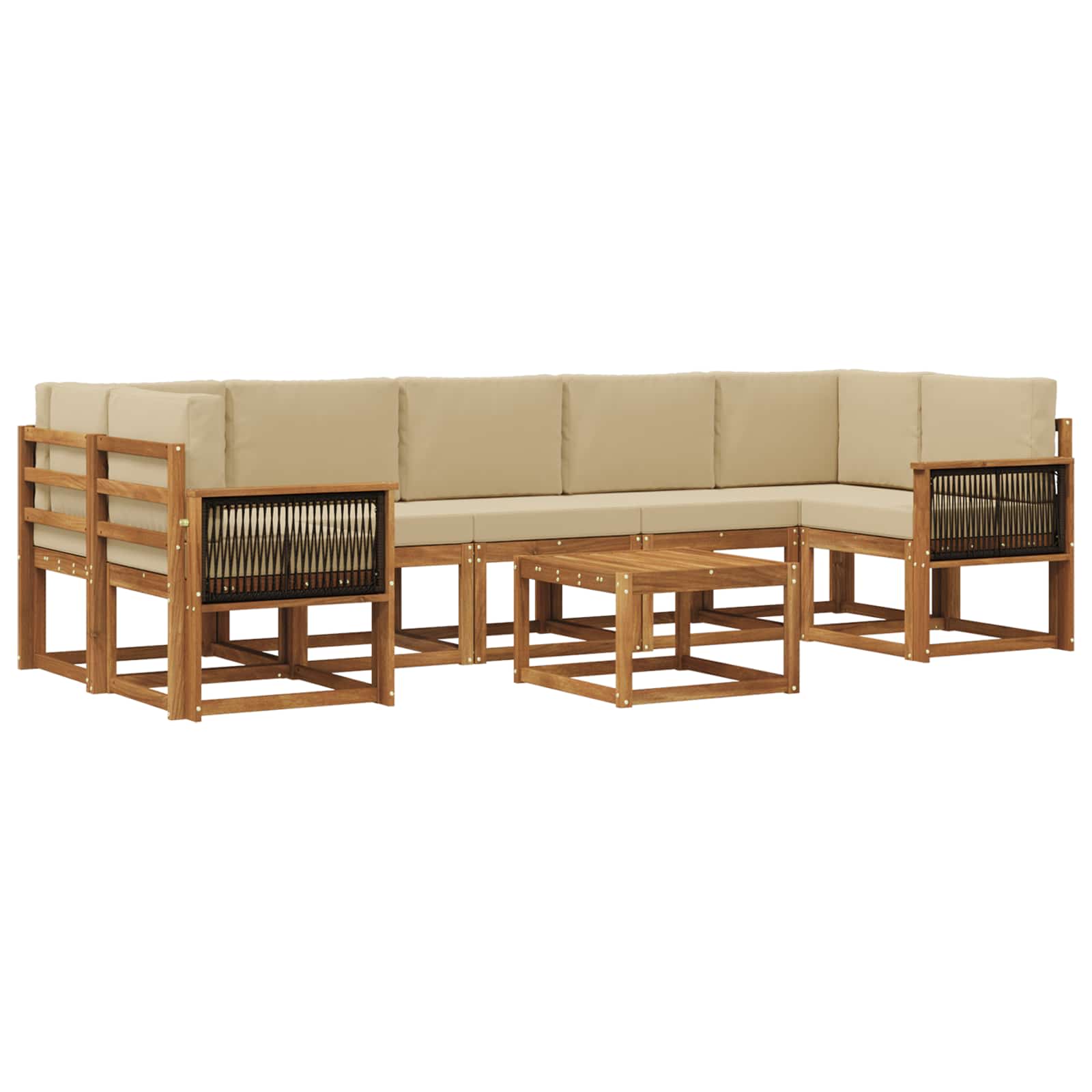 Outdoor-Sofagarnitur mit Kissen 6 pcs Natur