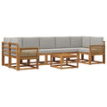 Outdoor-Sofagarnitur 8 pcs Natürlich und Hellgrau Polyester