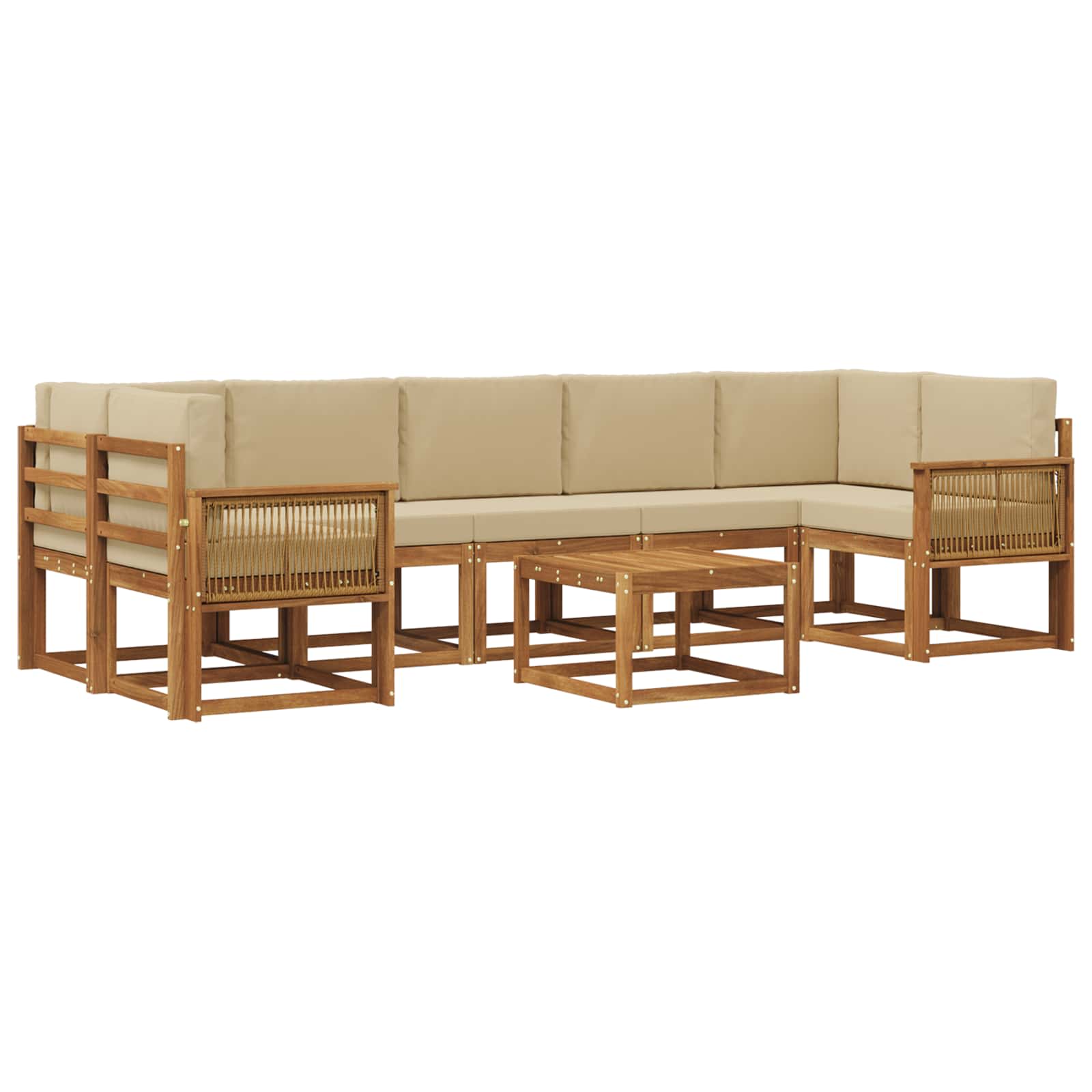 Outdoor-Sofagarnitur 8 pcs Natur und Beige Polyester