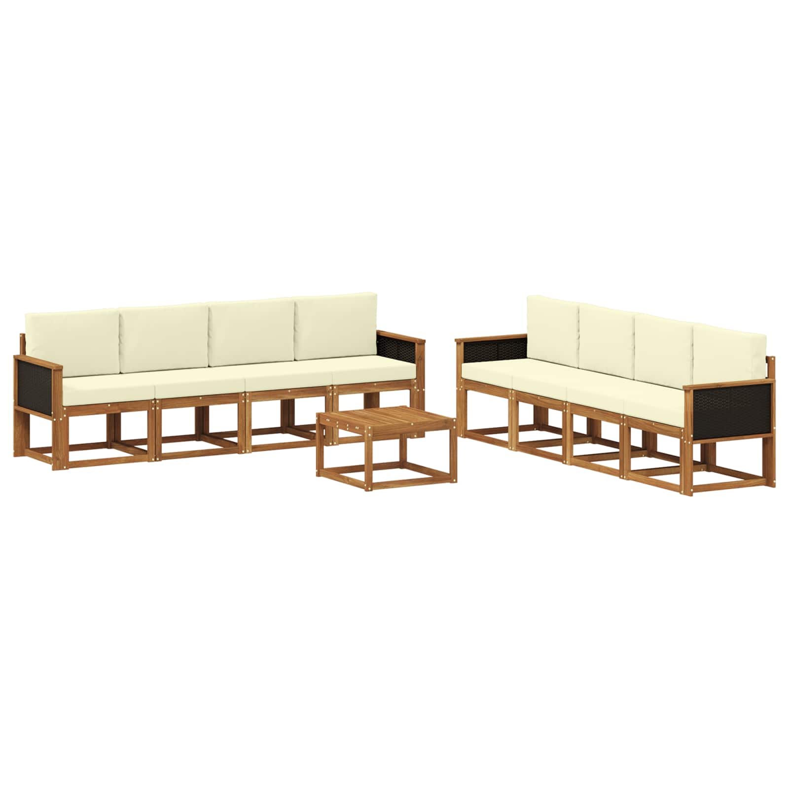 Outdoor-Sofagarnitur mit Kissen 7 pcs Natur und Creme