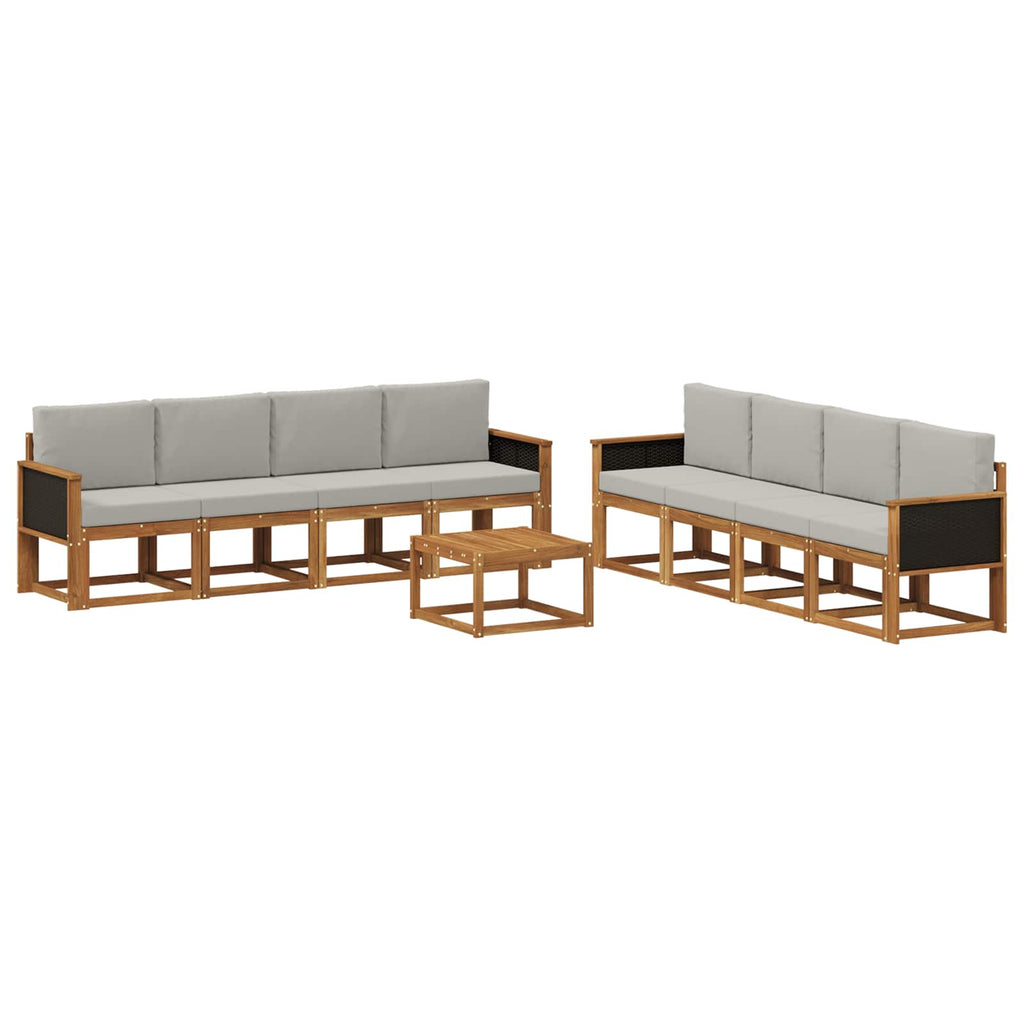 Outdoor-Sofagarnitur mit Kissen 7 pcs Natürlich und Hellgrau