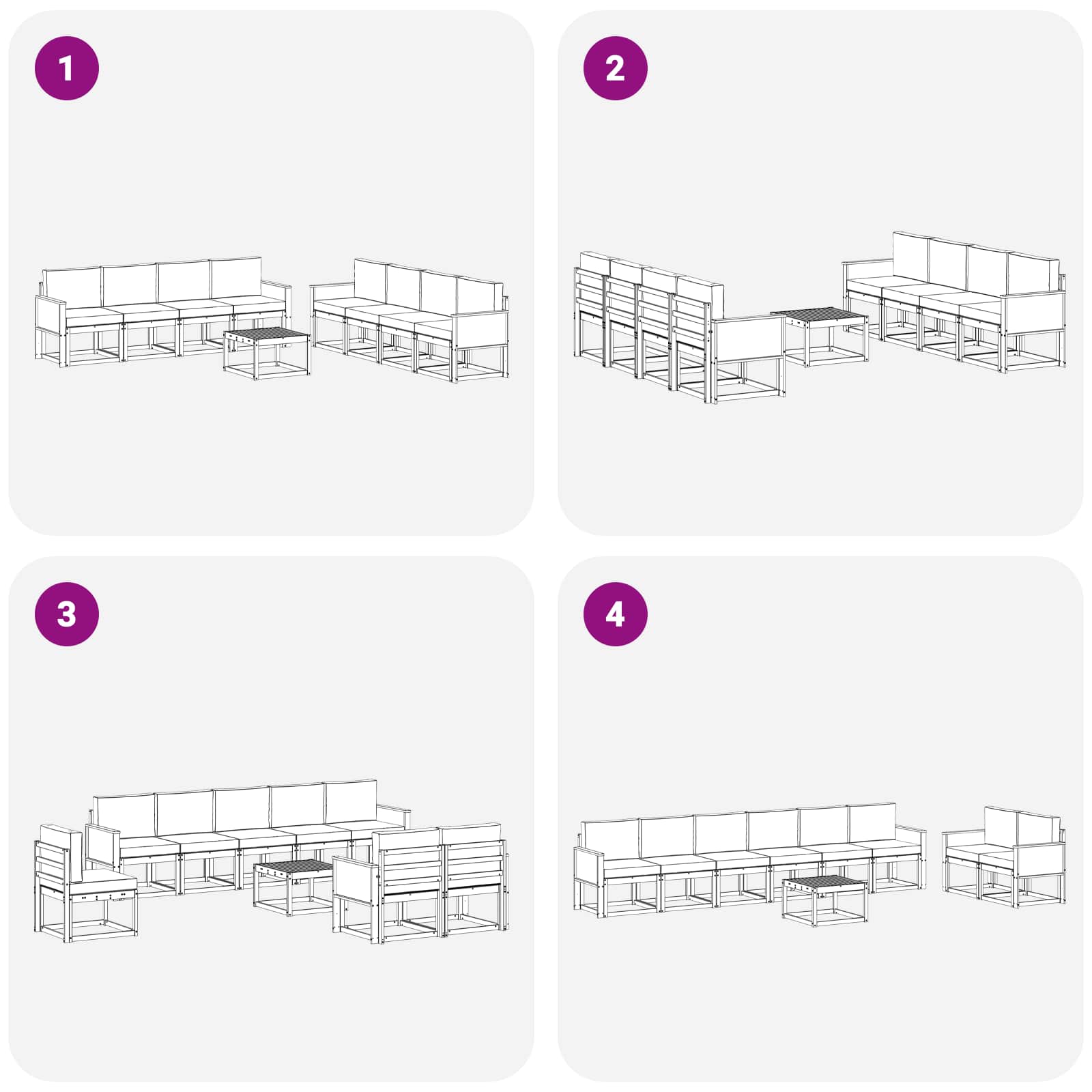 Outdoor-Sofagarnitur mit Kissen 7 pcs Natürlich und Hellgrau