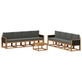 Outdoor-Sofagarnitur mit Kissen 7 pcs Natur und Anthrazit
