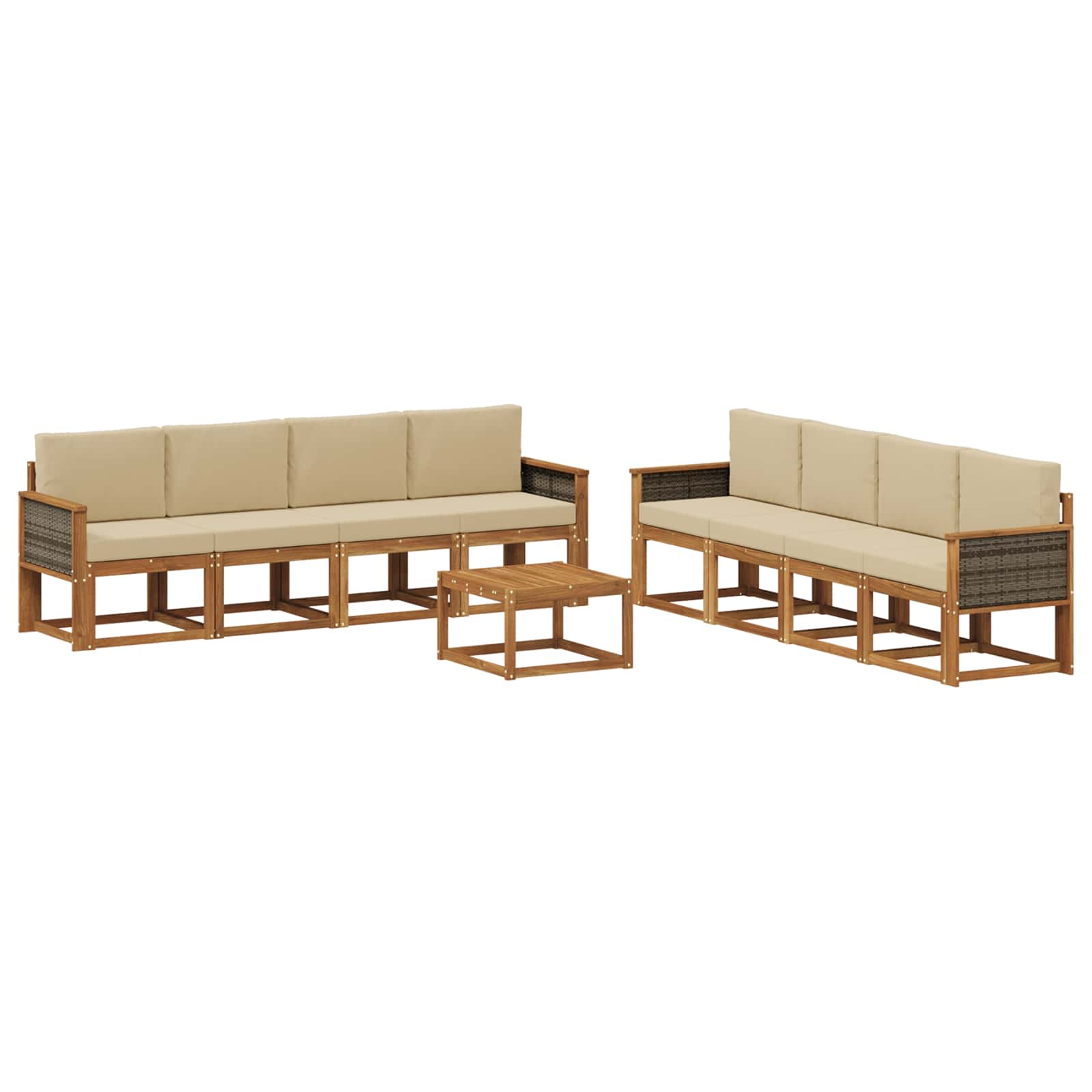 Outdoor-Sofagarnitur mit Kissen 7 pcs Natur