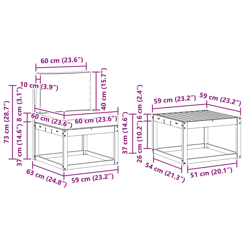 Outdoor-Sofagarnitur mit Kissen 7 pcs Natur