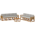 Outdoor-Sofagarnitur 9 pcs Natürlich und Hellgrau Polyester