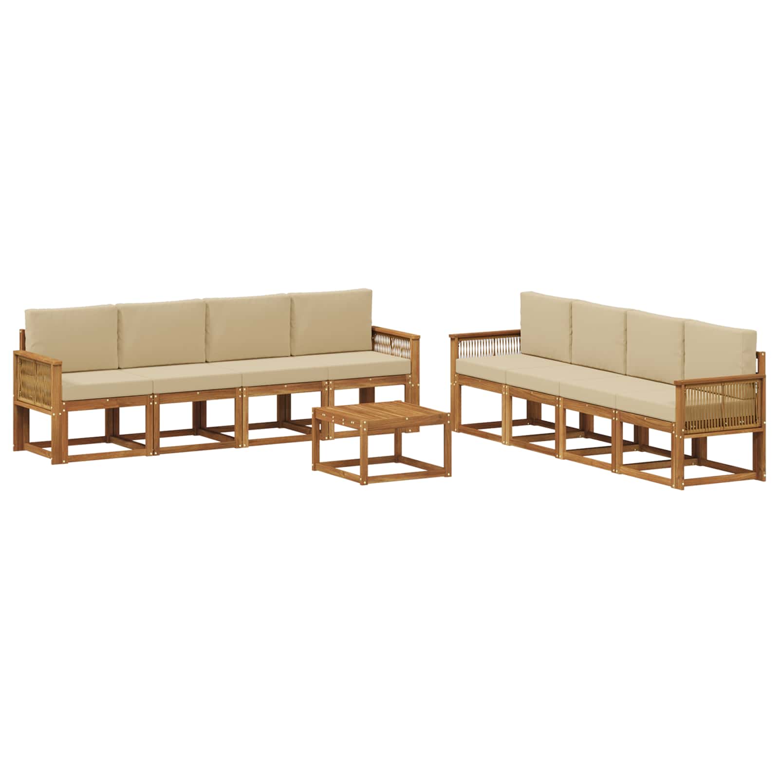 Outdoor-Sofagarnitur 9 pcs Natur und Beige Polyester