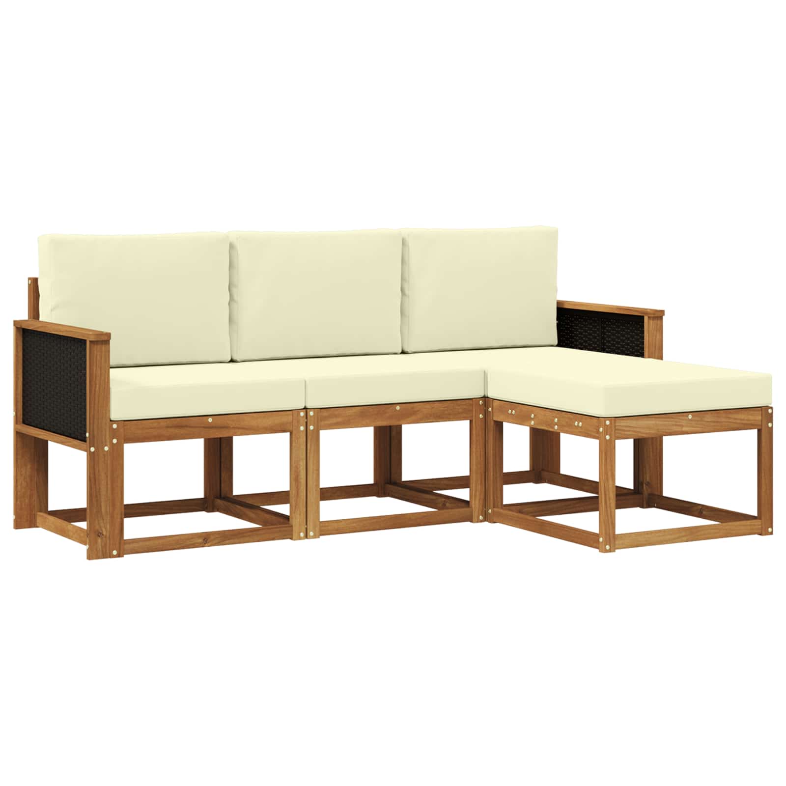 Outdoor-Sofagarnitur mit Kissen 4 pcs Natur und Creme