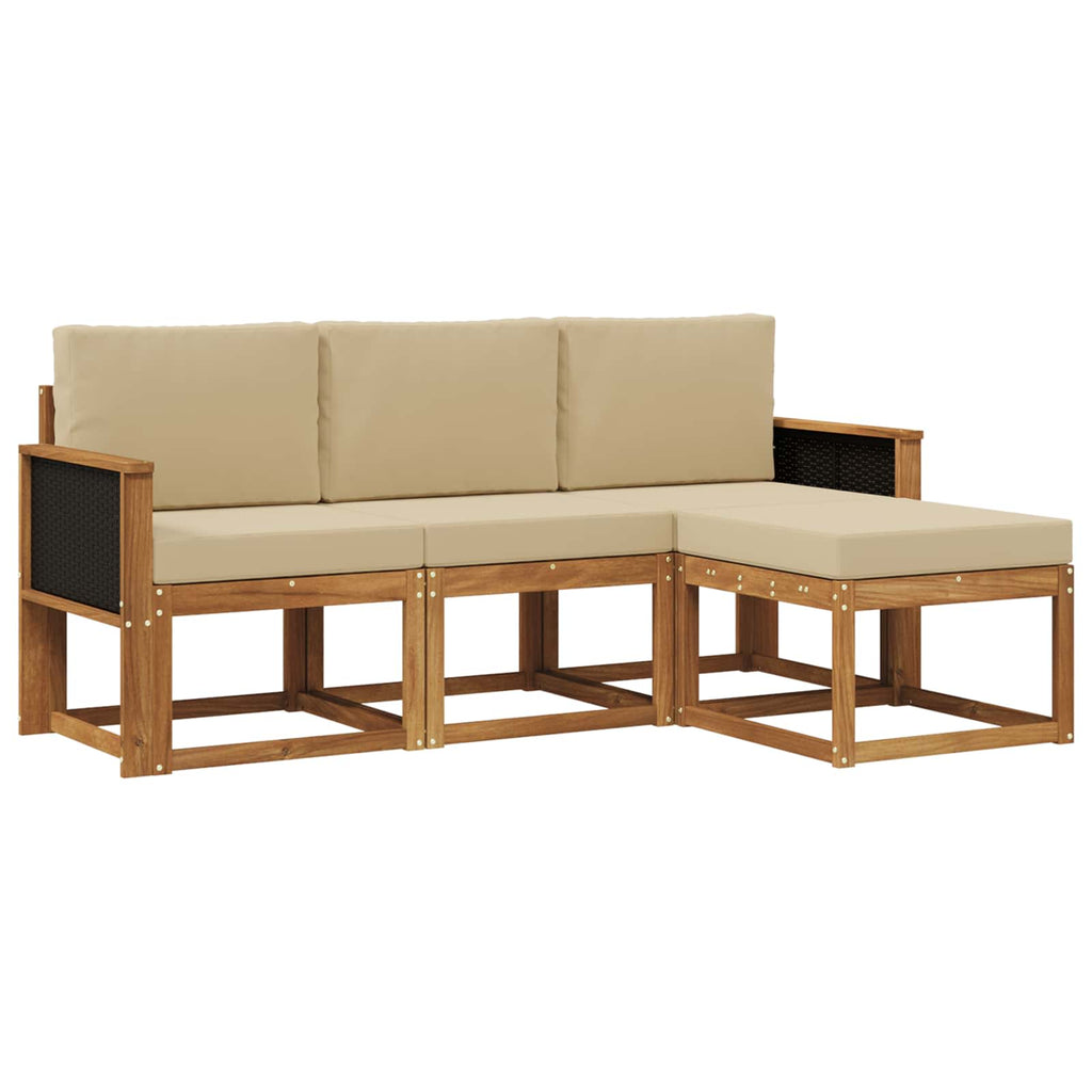 Outdoor-Sofagarnitur mit Kissen 4 pcs Natur