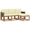 Outdoor-Sofagarnitur mit Kissen 4 pcs Natur und Creme