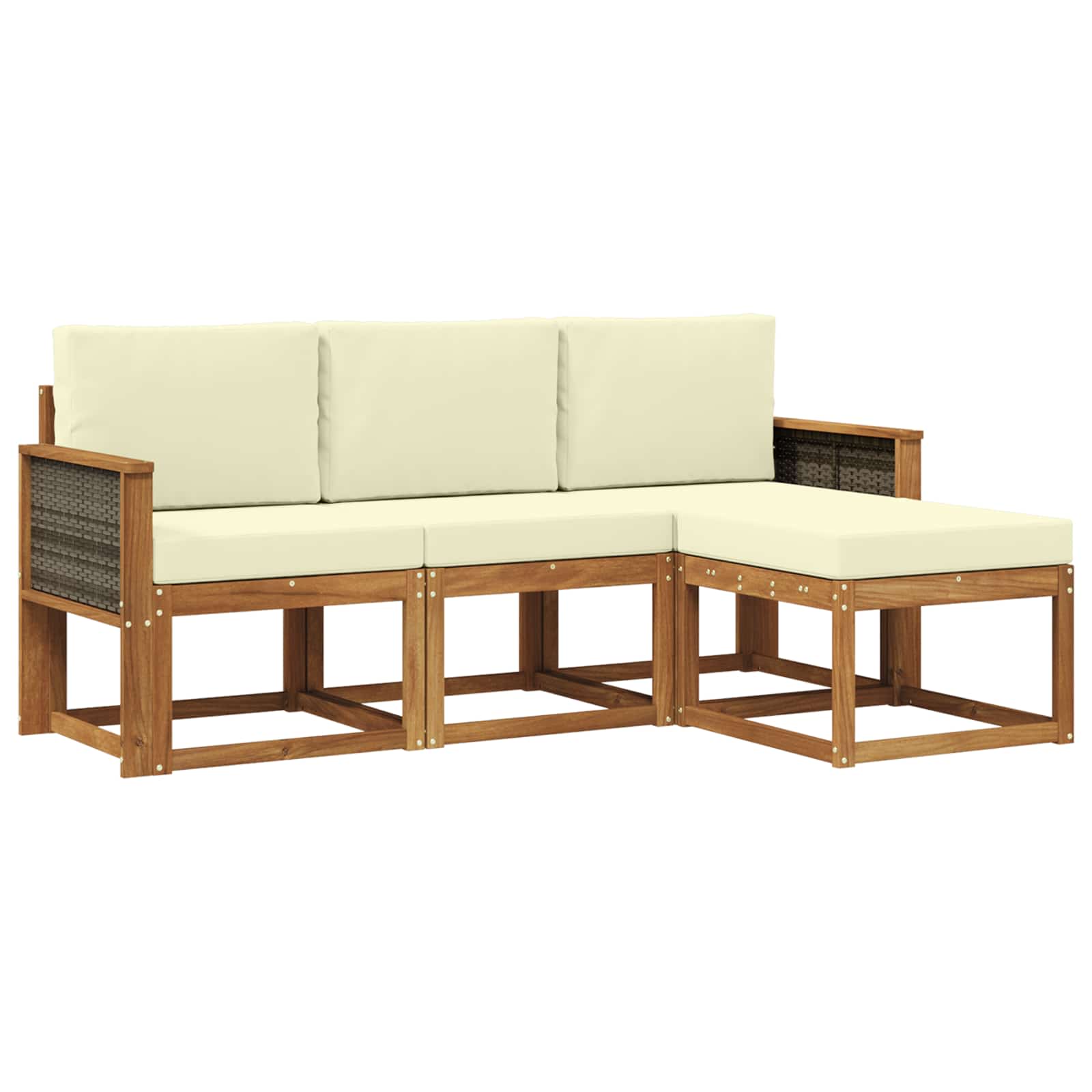 Outdoor-Sofagarnitur mit Kissen 4 pcs Natur und Creme