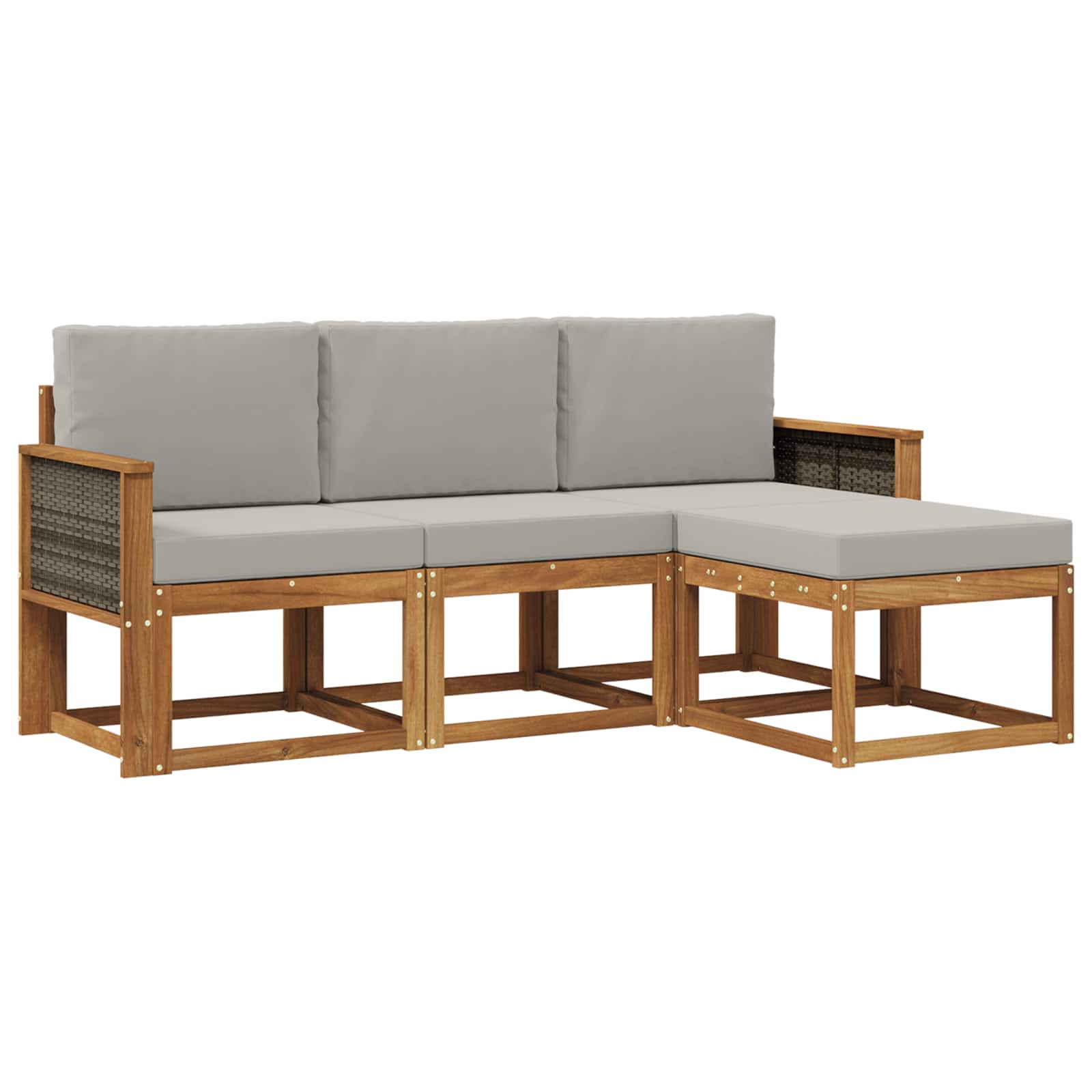 Outdoor-Sofagarnitur mit Kissen 4 pcs Natürlich und Hellgrau
