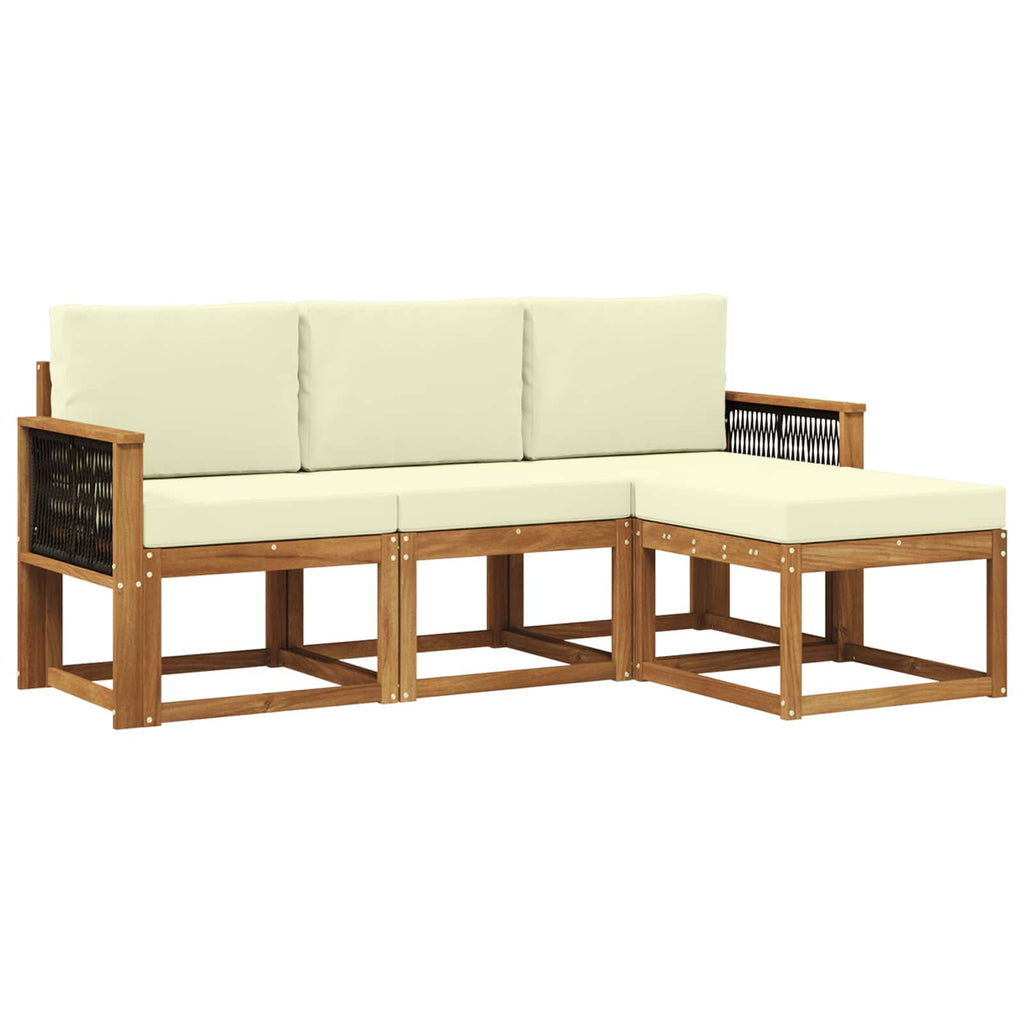 Outdoor-Sofagarnitur mit Kissen 4 pcs Natur und Creme