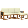 Outdoor-Sofagarnitur mit Kissen 4 pcs Natur und Creme