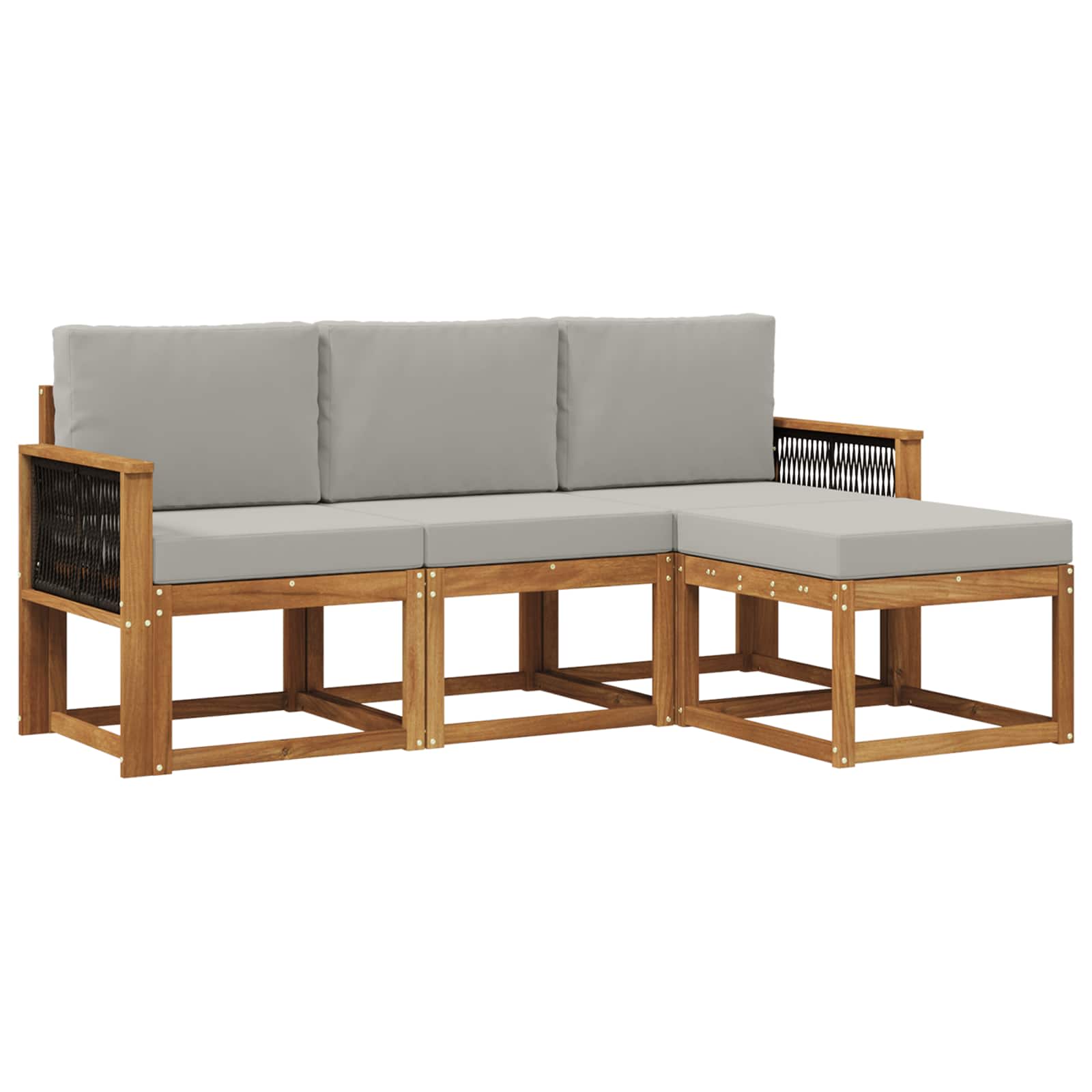 Outdoor-Sofagarnitur mit Kissen 4 pcs Natürlich und Hellgrau