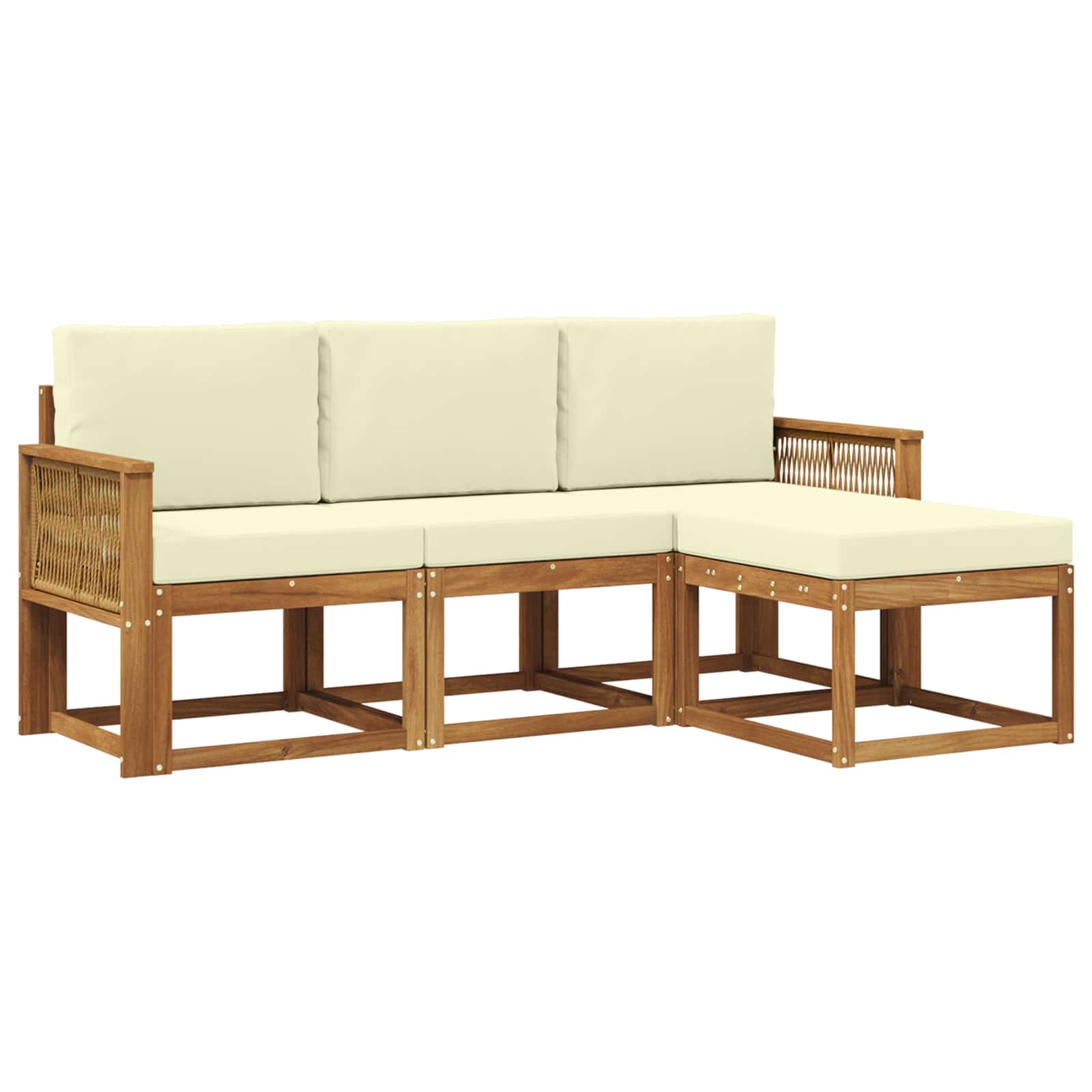 Outdoor-Sofagarnitur 4 pcs Natur und Creme Polyester