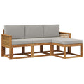 Outdoor-Sofagarnitur 4 pcs Natürlich und Hellgrau Polyester