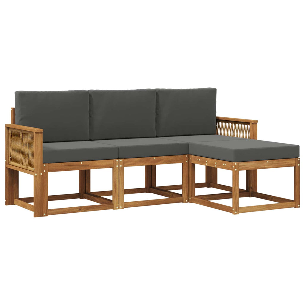 Outdoor-Sofagarnitur 4 pcs Natur und Anthrazit Polyester
