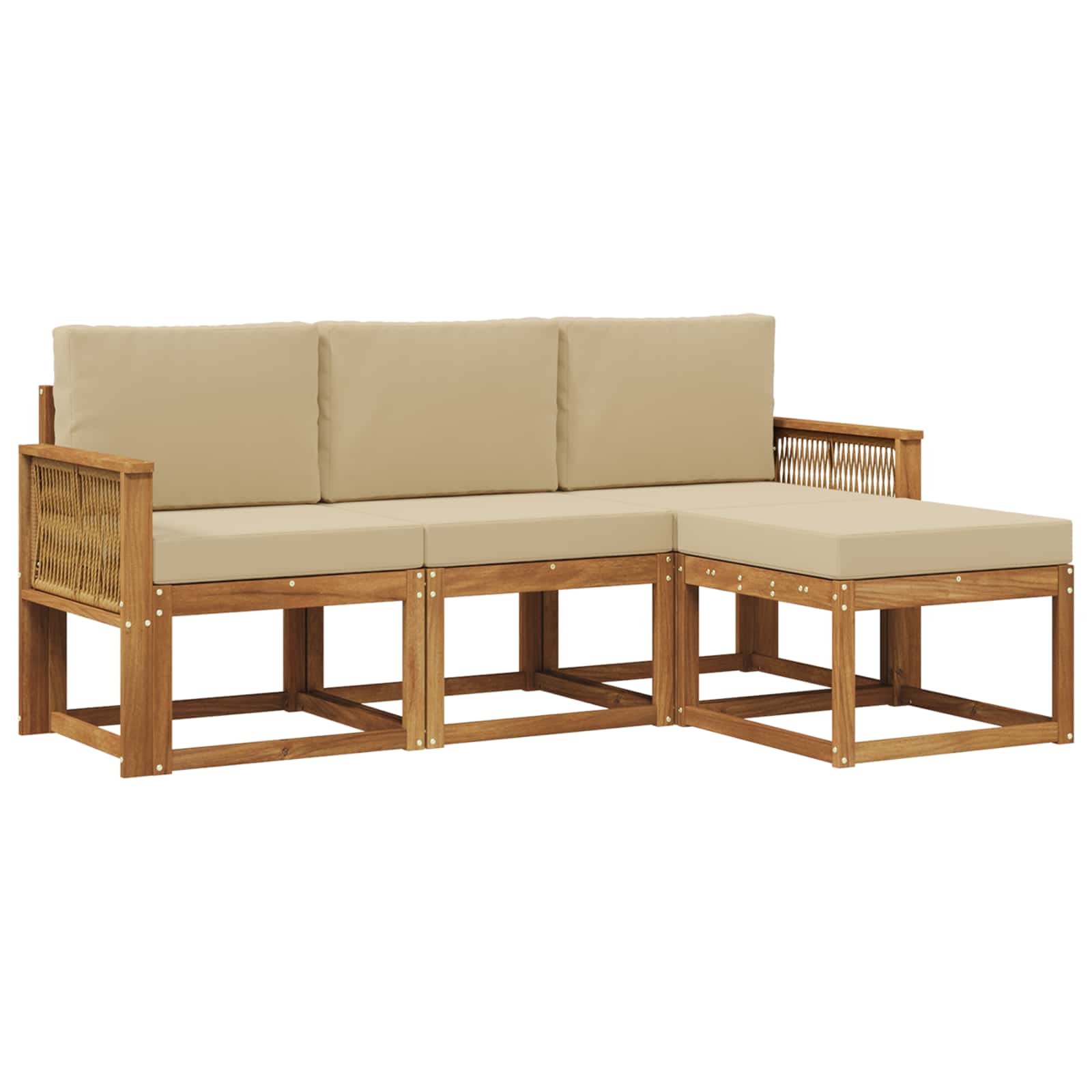 Outdoor-Sofagarnitur 4 pcs Natur und Beige Polyester