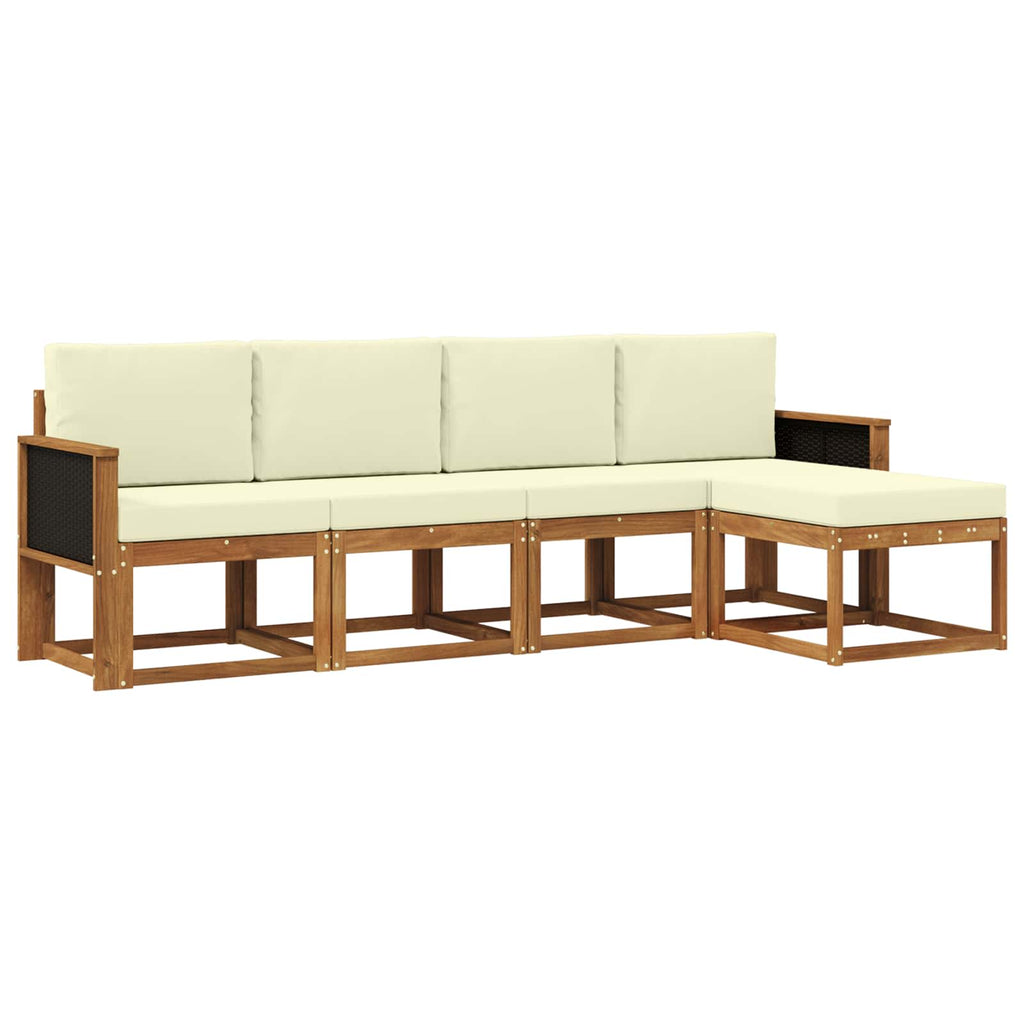Outdoor-Sofagarnitur 5 pcs Natur und Creme Polyester