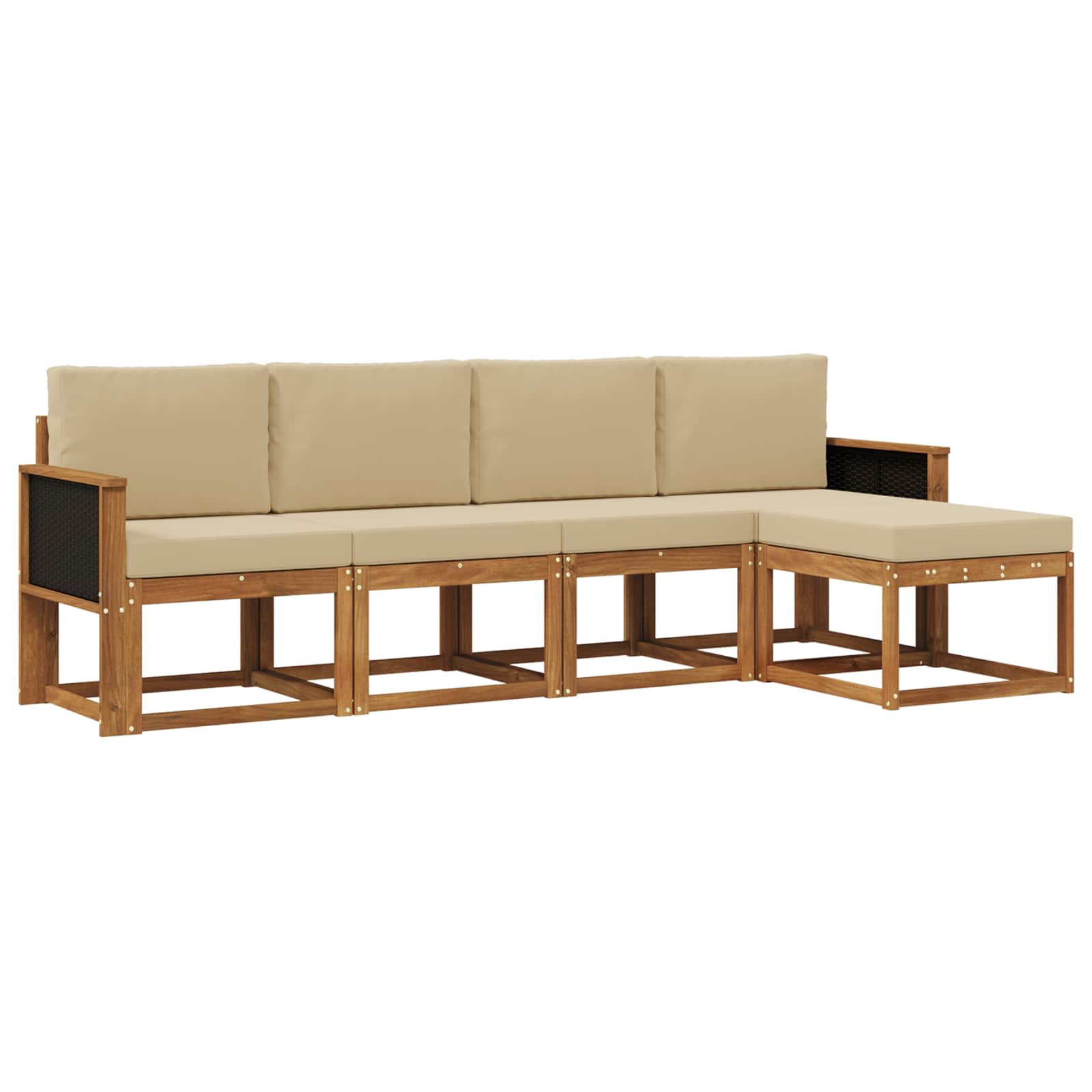Outdoor-Sofagarnitur 5 pcs Natur und Beige Polyester