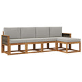 Outdoor-Sofagarnitur 5 pcs Natürlich und Hellgrau Polyester