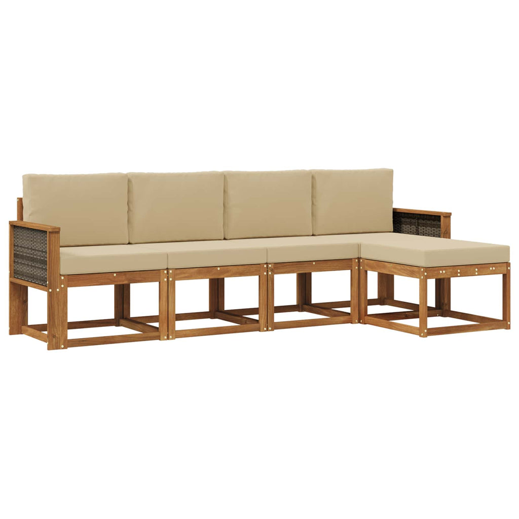 Outdoor-Sofagarnitur 5 pcs Natur und Beige Polyester
