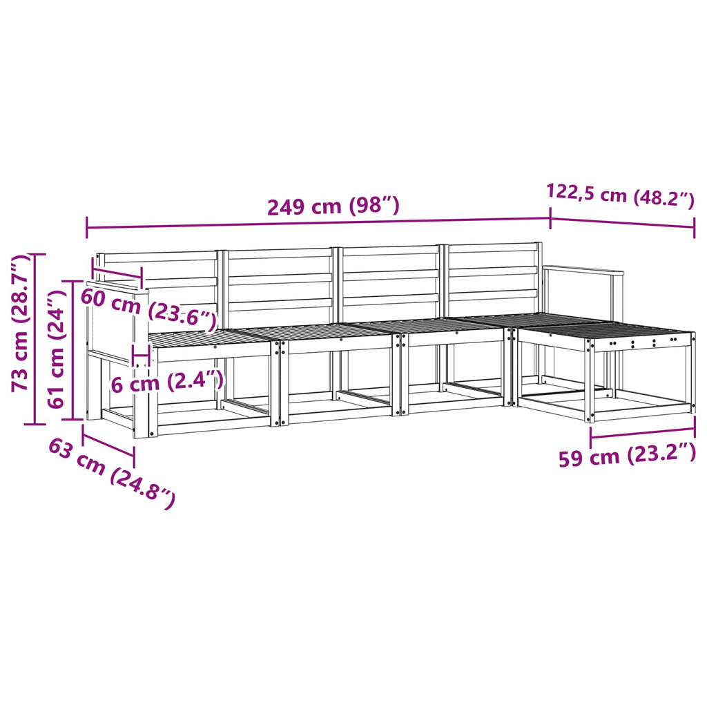 Outdoor-Sofagarnitur 5 pcs Natur Massivholz Akazie