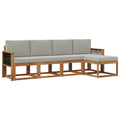 Outdoor-Sofagarnitur 5 pcs Natürlich und Hellgrau Polyester