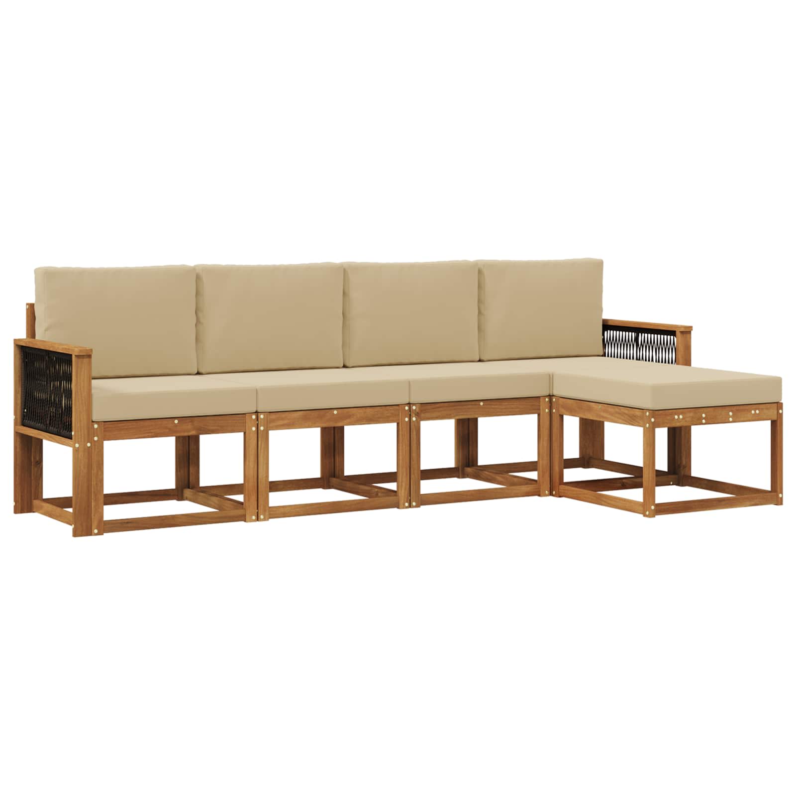 Outdoor-Sofagarnitur 5 pcs Natur und Beige Polyester