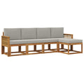 Outdoor-Sofagarnitur 5 pcs Natürlich und Hellgrau Polyester