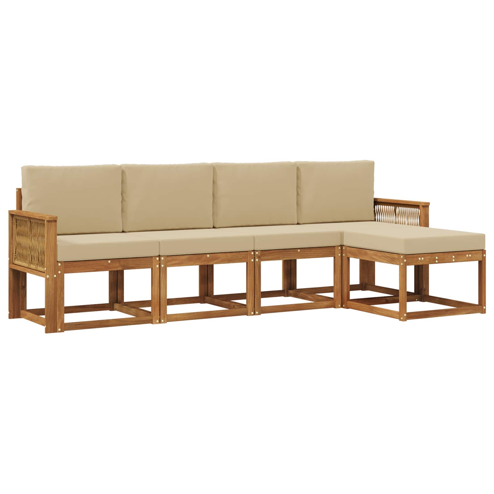Outdoor-Sofagarnitur 5 pcs Natur und Beige Polyester