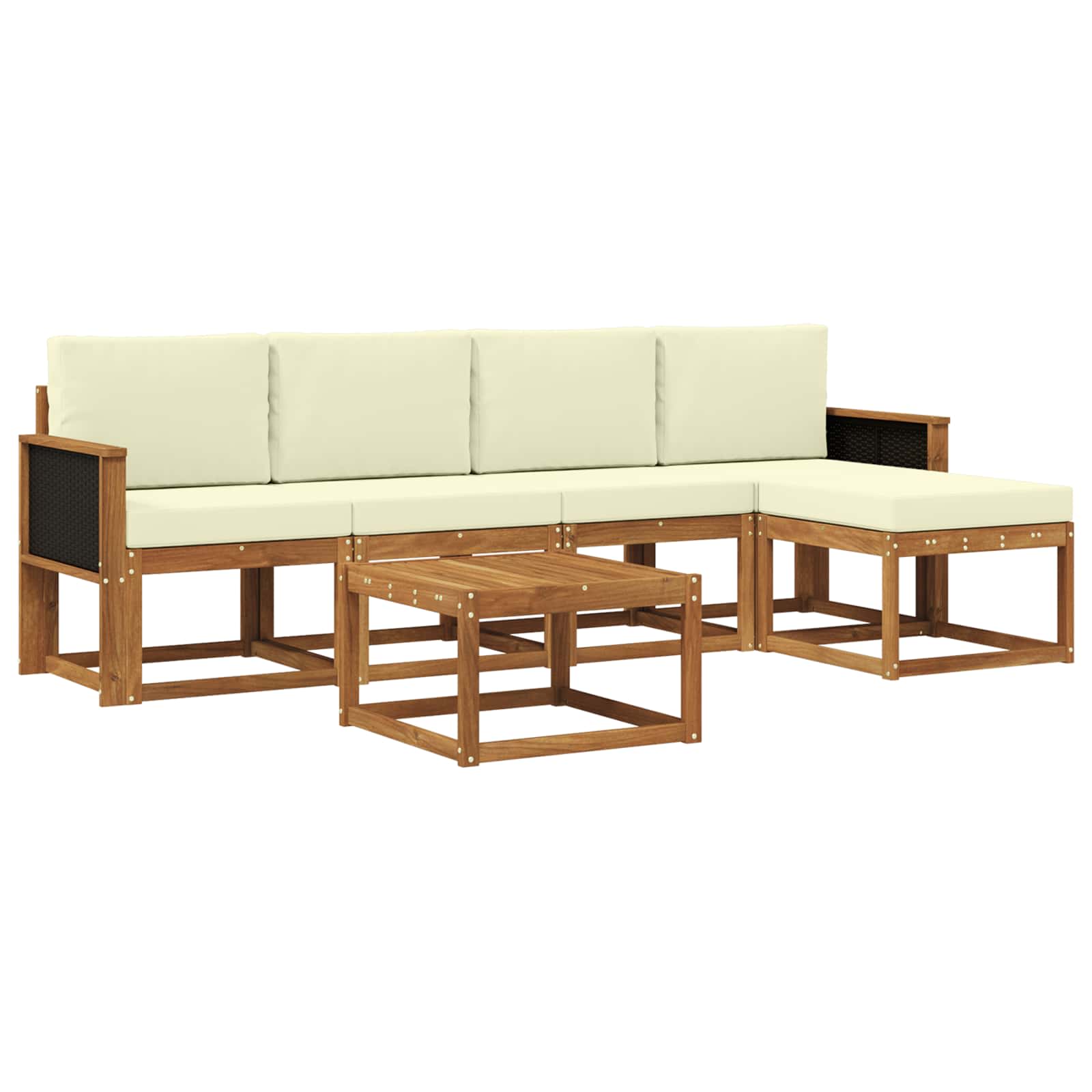 Outdoor-Sofagarnitur 6 pcs Natur und Creme Polyester