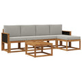 Outdoor-Sofagarnitur 6 pcs Natürlich und Hellgrau Polyester