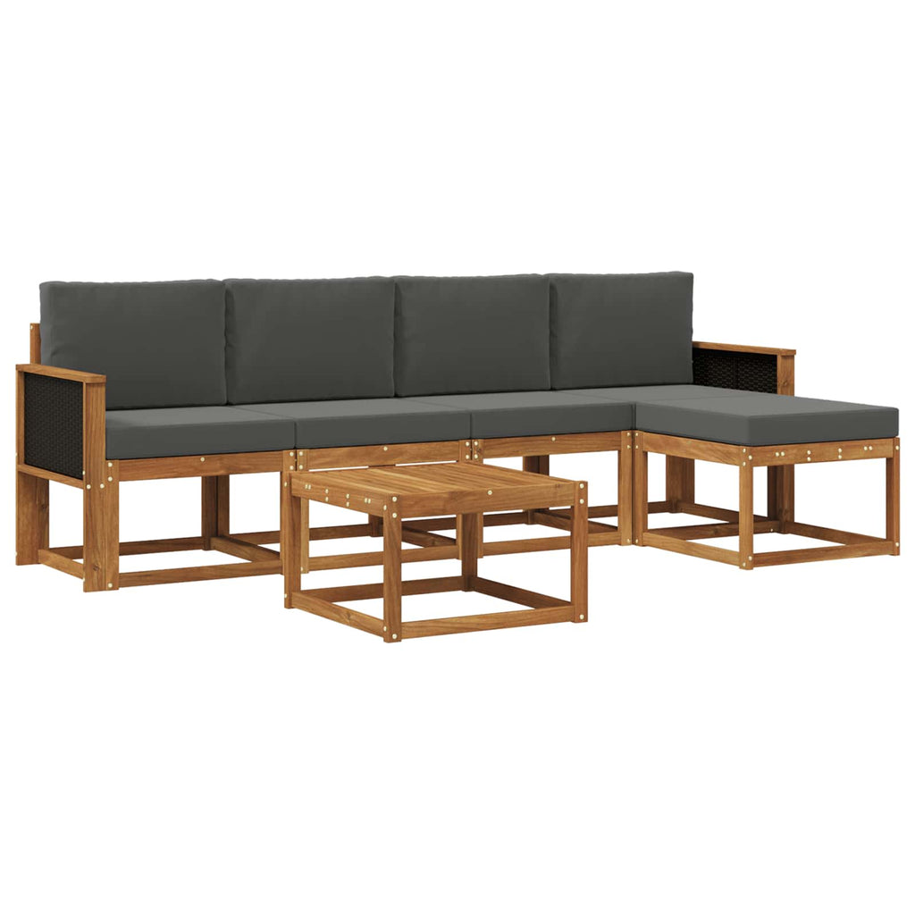 Outdoor-Sofagarnitur 6 pcs Natur und Anthrazit Polyester
