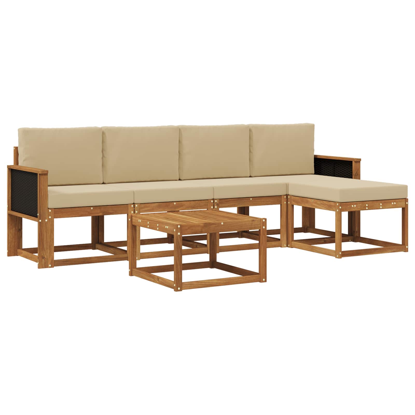 Outdoor-Sofagarnitur 6 pcs Natur und Beige Polyester