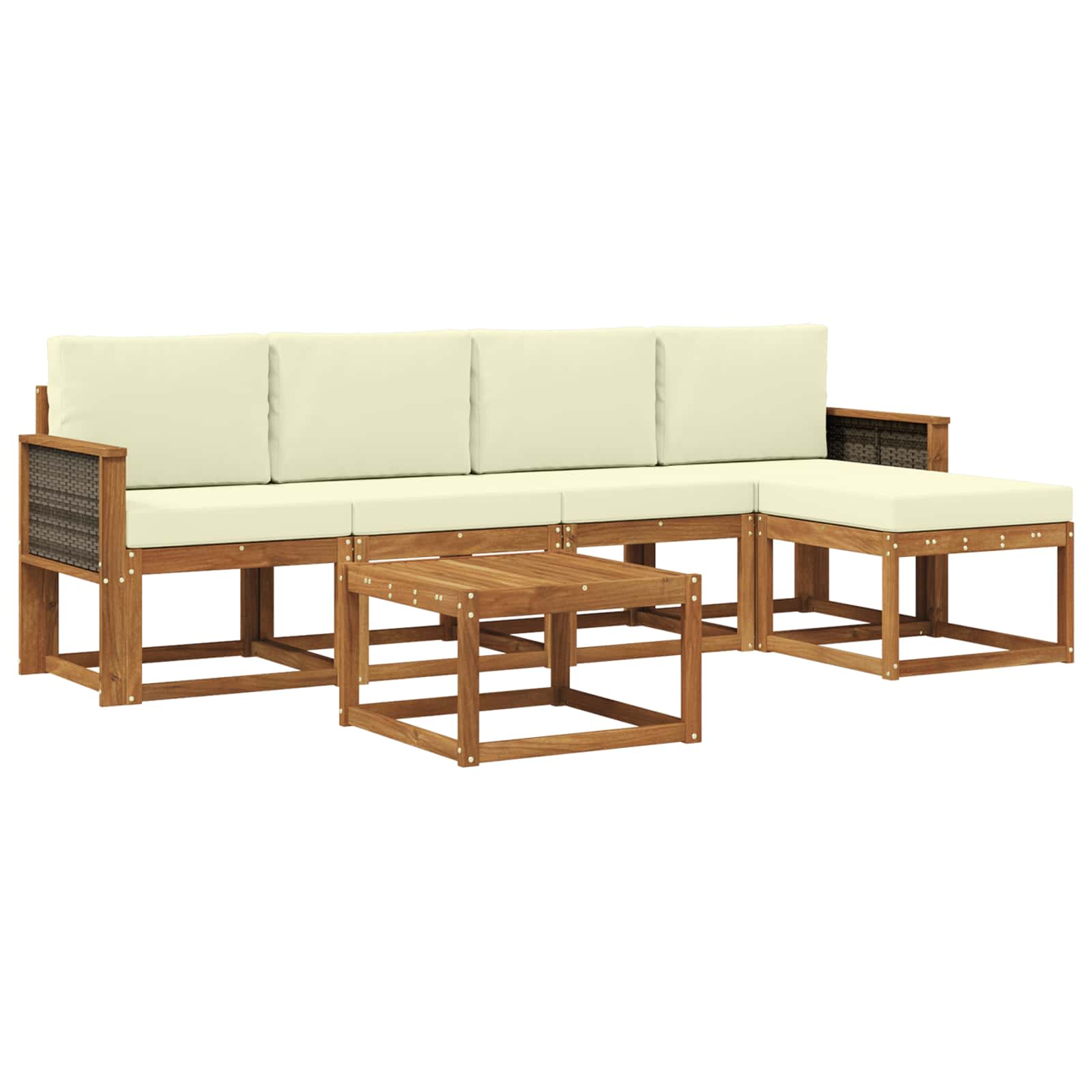Outdoor-Sofagarnitur 6 pcs Natur und Creme Polyester