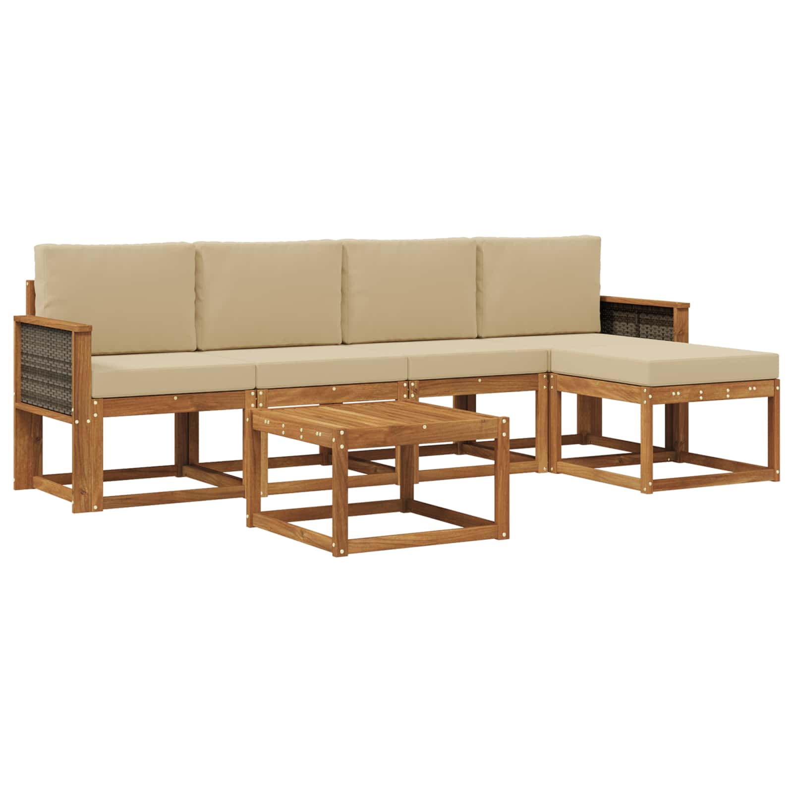 Outdoor-Sofagarnitur 6 pcs Natur und Beige Polyester