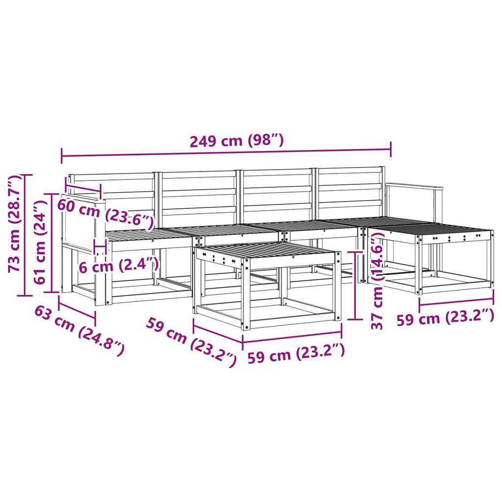 Outdoor-Sofagarnitur 6 pcs Natur Massivholz Akazie